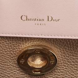 Dior Metallic Beige Leather Small Be Dior Flap Top Handle Bag
