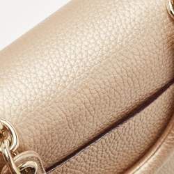 Dior Metallic Beige Leather Small Be Dior Flap Top Handle Bag