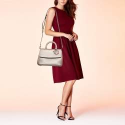 Dior Metallic Beige Leather Small Be Dior Flap Top Handle Bag