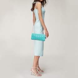 Pre Owned Dior Aqua Green Cannage Leather Lady Dior Chain Clutch