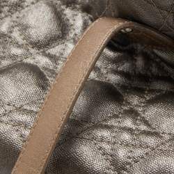 Pre Owned Dior Olive Green Cannage Coated Canvas & Leather Medium Panarea Shopper Tote