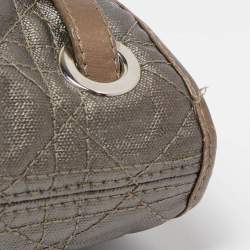 Pre Owned Dior Olive Green Cannage Coated Canvas & Leather Medium Panarea Shopper Tote