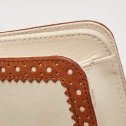 Dior Tan/Off White Brogue Leather Faux Pearl D’Trick Baguette Bag