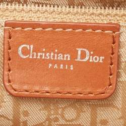 Dior Tan/Off White Brogue Leather Faux Pearl D’Trick Baguette Bag