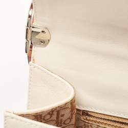 Dior Tan/Off White Brogue Leather Faux Pearl D’Trick Baguette Bag