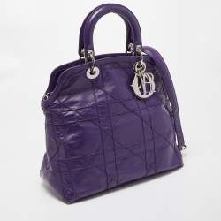 Pre Owned Dior Purple Cannage Leather Granville Tote