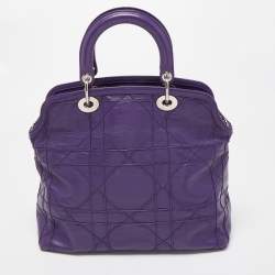 Pre Owned Dior Purple Cannage Leather Granville Tote