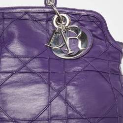 Pre Owned Dior Purple Cannage Leather Granville Tote