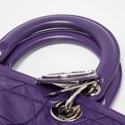 Pre Owned Dior Purple Cannage Leather Granville Tote