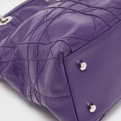 Pre Owned Dior Purple Cannage Leather Granville Tote