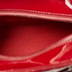 Pre Owned Dior Red Cannage Patent Leather Medium Lady Dior Tote