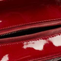 Pre Owned Dior Red Cannage Patent Leather Medium Lady Dior Tote