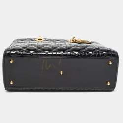 Pre Owned Dior Black Cannage Patent Leather Large Lady Dior Tote