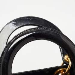 Pre Owned Dior Black Cannage Patent Leather Large Lady Dior Tote