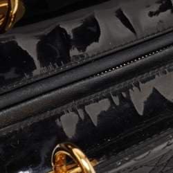 Pre Owned Dior Black Cannage Patent Leather Large Lady Dior Tote