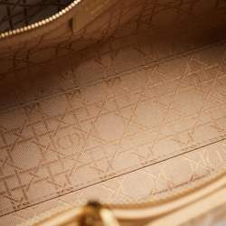 Pre Owned Dior Beige Cannage Leather Large Lady Dior Tote