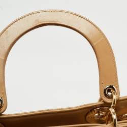Pre Owned Dior Beige Cannage Leather Large Lady Dior Tote