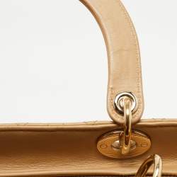 Pre Owned Dior Beige Cannage Leather Large Lady Dior Tote