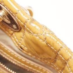 Pre Owned Dior Yellow Cannage Patent Leather Soft Lady Dior Tote
