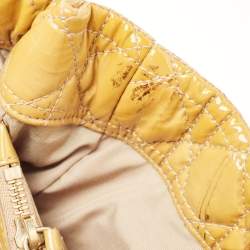 Pre Owned Dior Yellow Cannage Patent Leather Soft Lady Dior Tote