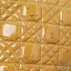Pre Owned Dior Yellow Cannage Patent Leather Soft Lady Dior Tote