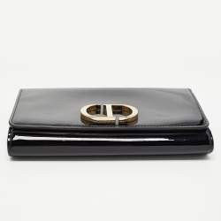 Pre Owned Dior Black Patent Leather 30 Montaigne Chain Clutch