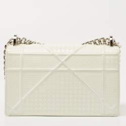 Pre Owned Dior White Patent Leather Small Diorama Shoulder Bag