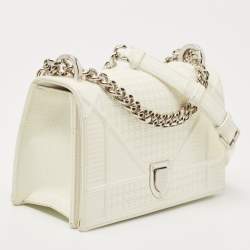Pre Owned Dior White Patent Leather Small Diorama Shoulder Bag