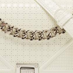 Pre Owned Dior White Patent Leather Small Diorama Shoulder Bag