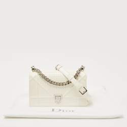 Pre Owned Dior White Patent Leather Small Diorama Shoulder Bag