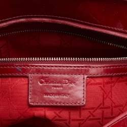 Dior Red Cannage Patent Leather Large Lady Dior Tote