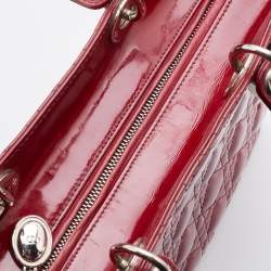 Dior Red Cannage Patent Leather Large Lady Dior Tote