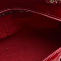 Dior Red Cannage Patent Leather Large Lady Dior Tote