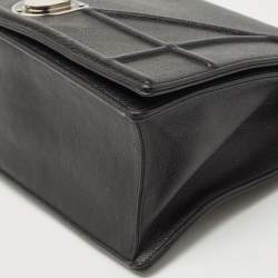 Dior Black Textured Leather Large Diorama Flap Shoulder Bag