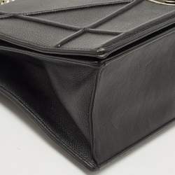 Dior Black Textured Leather Large Diorama Flap Shoulder Bag