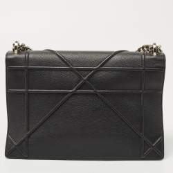 Dior Black Textured Leather Large Diorama Flap Shoulder Bag