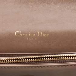 Dior Dark Beige Cannage Patent Leather Lady Dior Chain Clutch