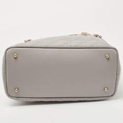 Pre Owned Dior Metallic Grey Coated Canvas Small Panarea Tote