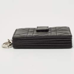 Pre Owned Dior Black Cannage Leather Lady Dior 5 Gusset Card Holder