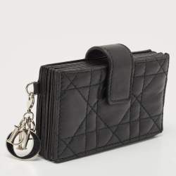 Pre Owned Dior Black Cannage Leather Lady Dior 5 Gusset Card Holder