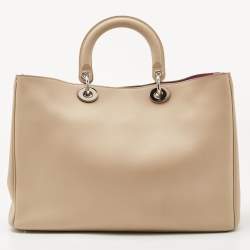 Dior Beige Leather Large Diorissimo Shopper Tote