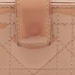 Pre Owned Dior Beige Cannage Patent Leather Lady Dior 5 Gusset Card Holder