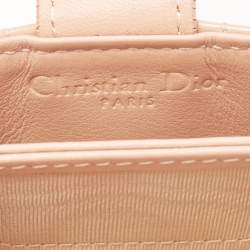 Pre Owned Dior Beige Cannage Patent Leather Lady Dior 5 Gusset Card Holder