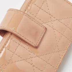 Pre Owned Dior Beige Cannage Patent Leather Lady Dior 5 Gusset Card Holder