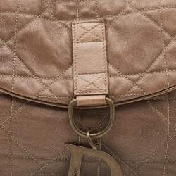 Pre Owned Dior Metallic Brown Cannage Leather Flap Hobo