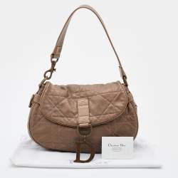 Pre Owned Dior Metallic Brown Cannage Leather Flap Hobo
