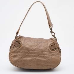 Pre Owned Dior Metallic Brown Cannage Leather Flap Hobo