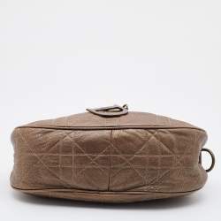 Pre Owned Dior Metallic Brown Cannage Leather Flap Hobo