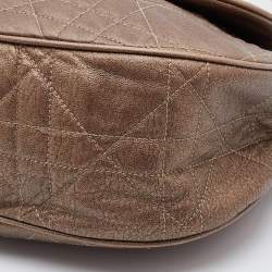 Pre Owned Dior Metallic Brown Cannage Leather Flap Hobo