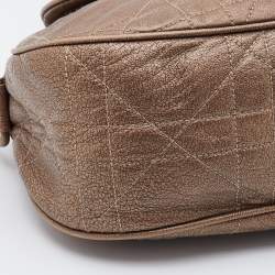 Pre Owned Dior Metallic Brown Cannage Leather Flap Hobo